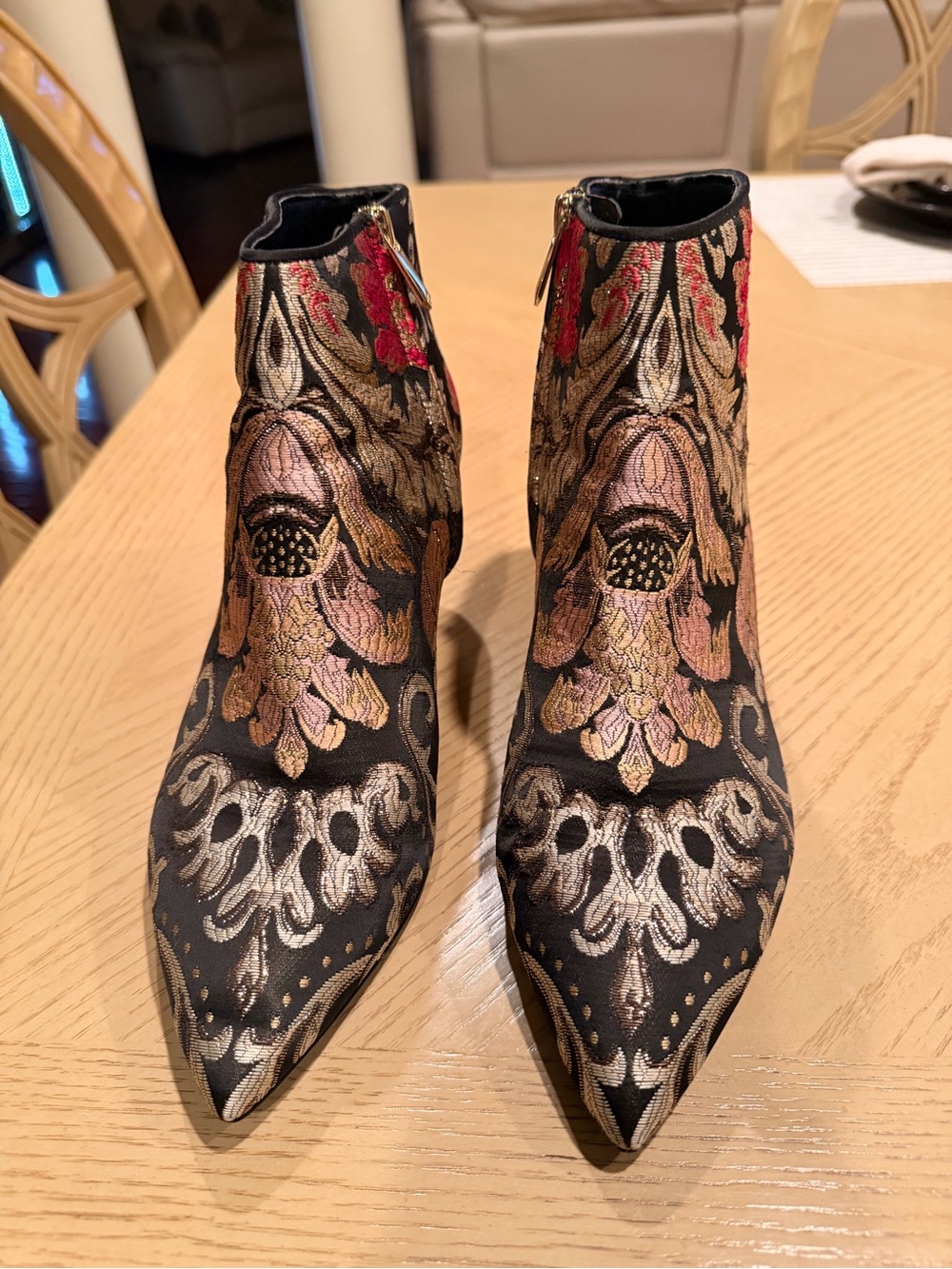 Sam Edelman Olette Floral Brocade Pointed Toe Ankle Booties Size 10